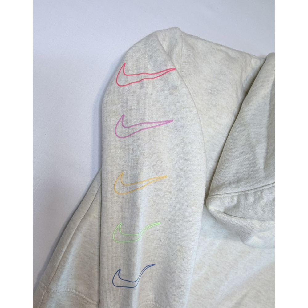 Nike Girls Gray Pullover Hoodie Size 6 Long Sleeve Graphic Print Logo - Picture 2 of 10